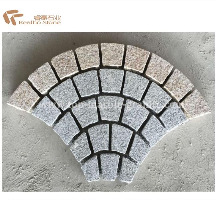 Fan-shape granite cobblestone