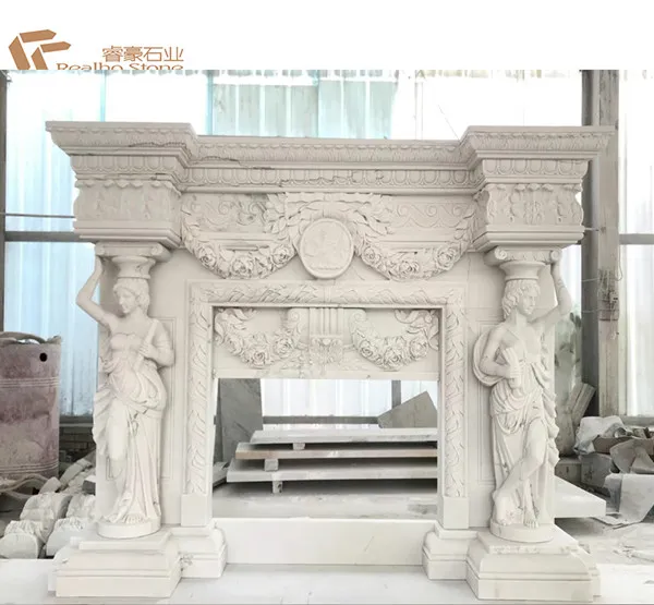 Cilalı Kapalı Dekoratif Ev Bianco Carrara Beyaz Mermer Şömine Çevresi